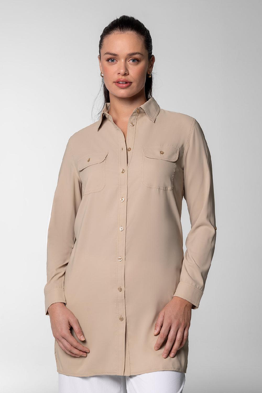 coolibar Women's Santorini Tunic Shirt | Pale Khaki