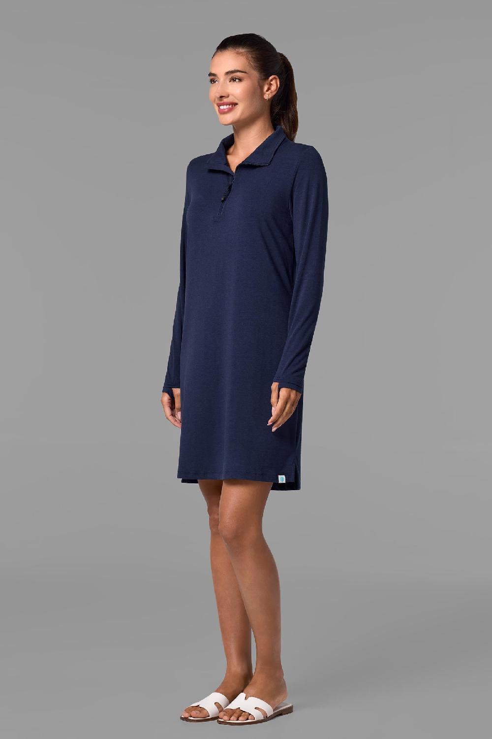 coolibar Women's Sarasota Quarter-Zip Dress | Navy