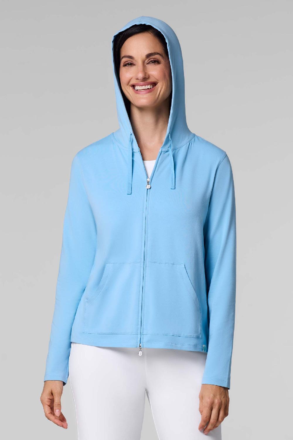 coolibar Women's Seaside Hoodie | Arctic Blue
