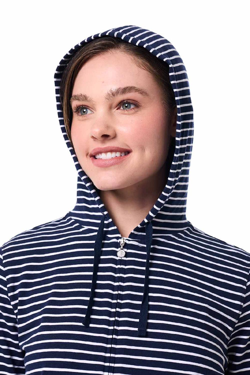 Coolibar Women's Seaside Hoodie | Navy/White Stripe
