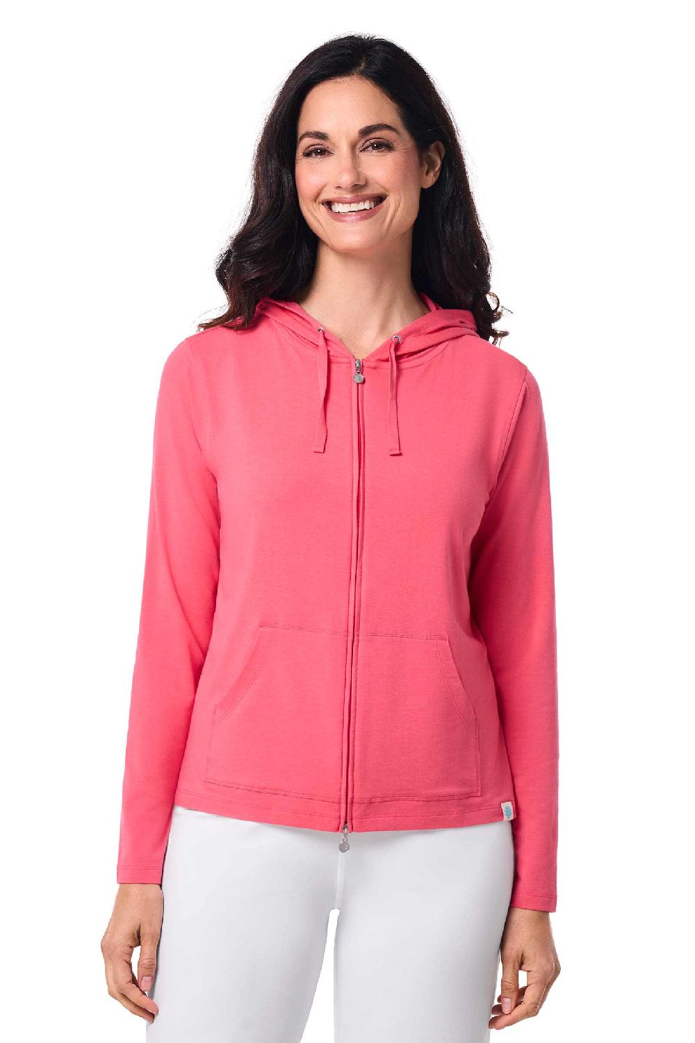 Coolibar Women's Seaside Hoodie | Sunkist Coral