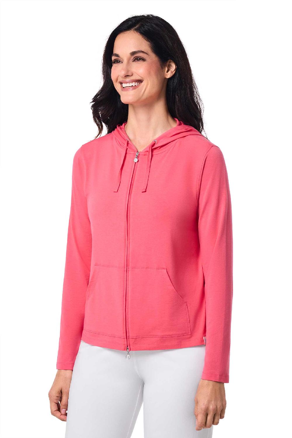 Coolibar Women's Seaside Hoodie | Sunkist Coral