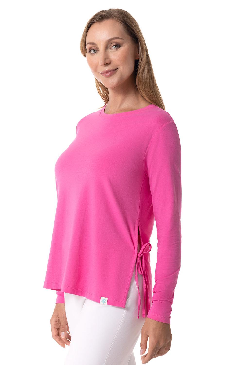 Coolibar Women's Surf Side Slit Shirt | Tulip Pink