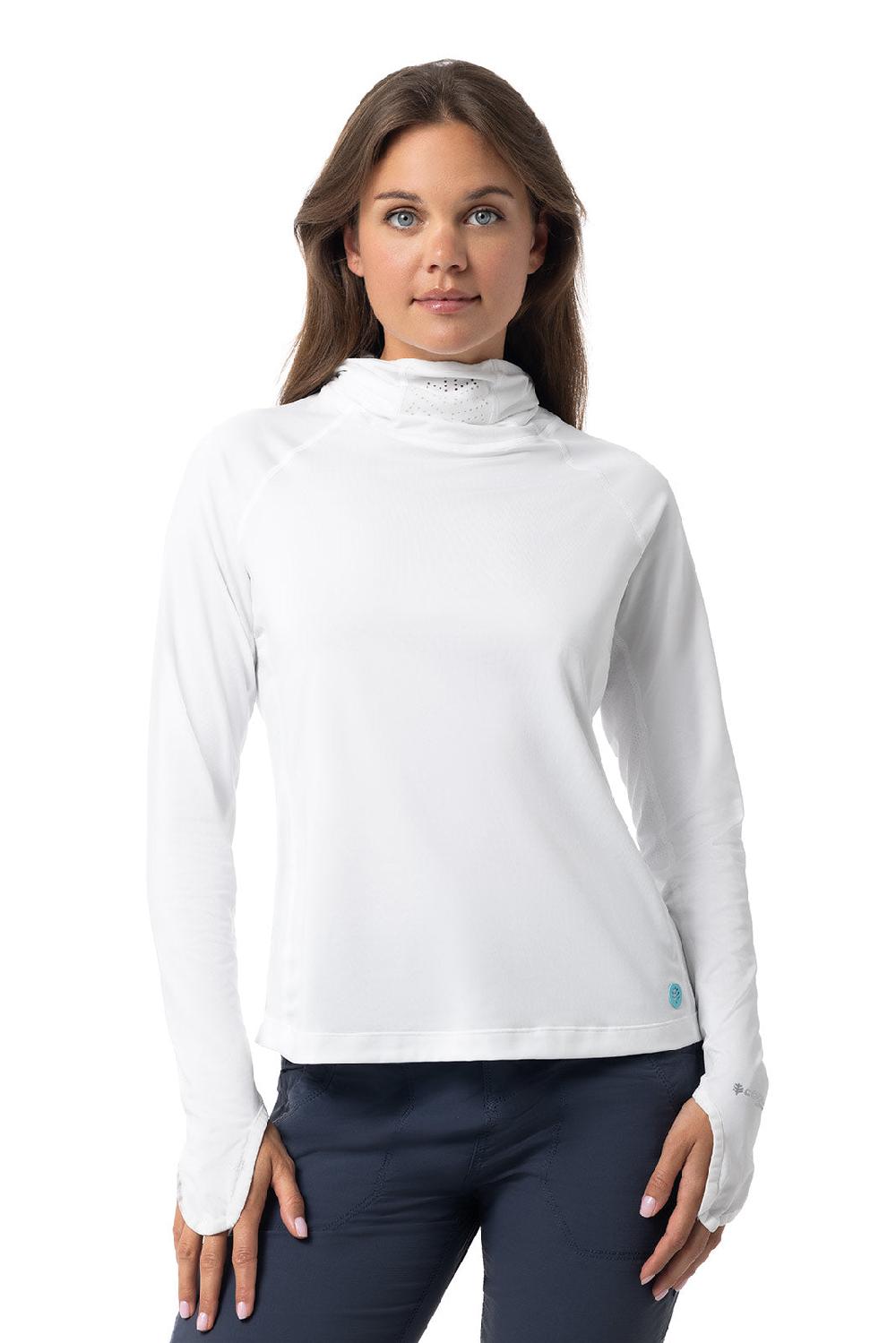 Coolibar Women's Vented Paros Fishing Hoodie | White