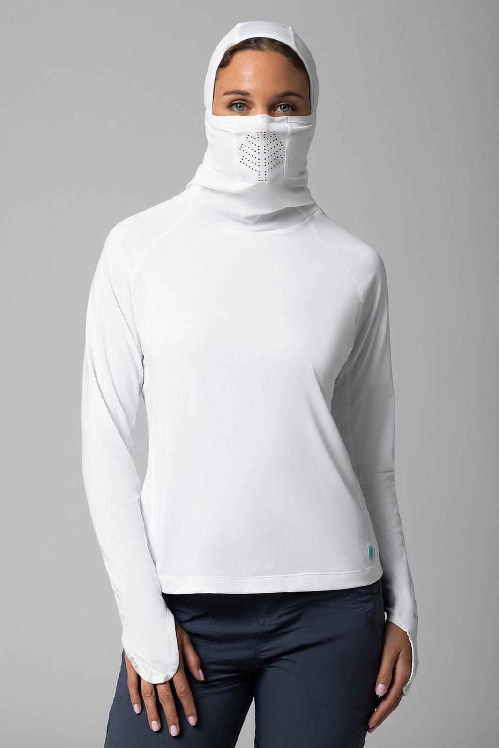 coolibar Women's Vented Paros Fishing Hoodie | White