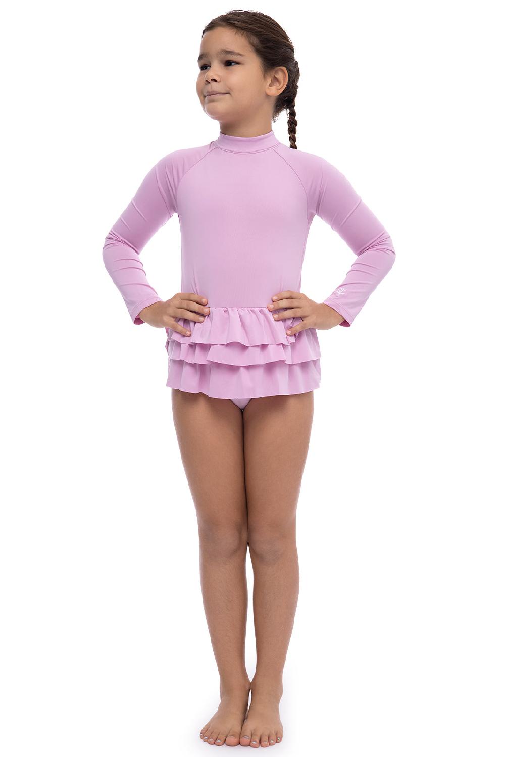 Coolibar Girl's Kailani Long Sleeve Swimsuit | Peony Pink