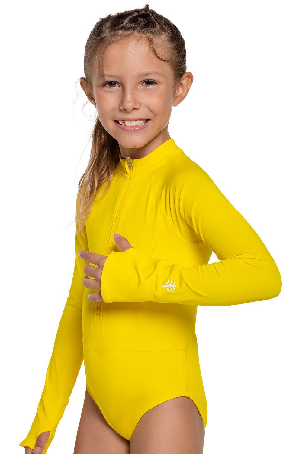Coolibar Girl's Koko Long Sleeve Swimsuit | Bold Yellow