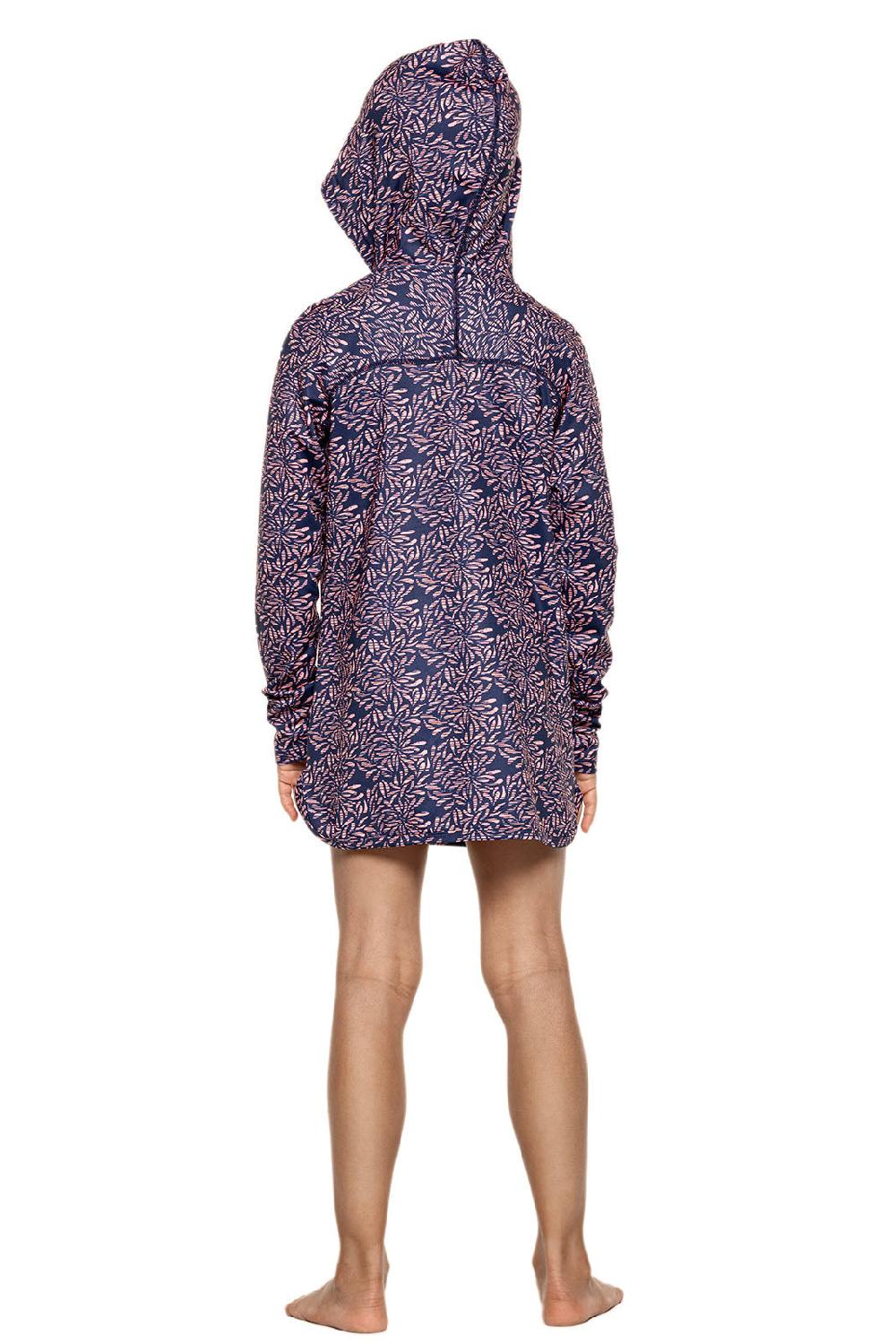 Coolibar Girl's Seacoast Swim Cover-Up Dress | Peachy Pink Etched Flowers