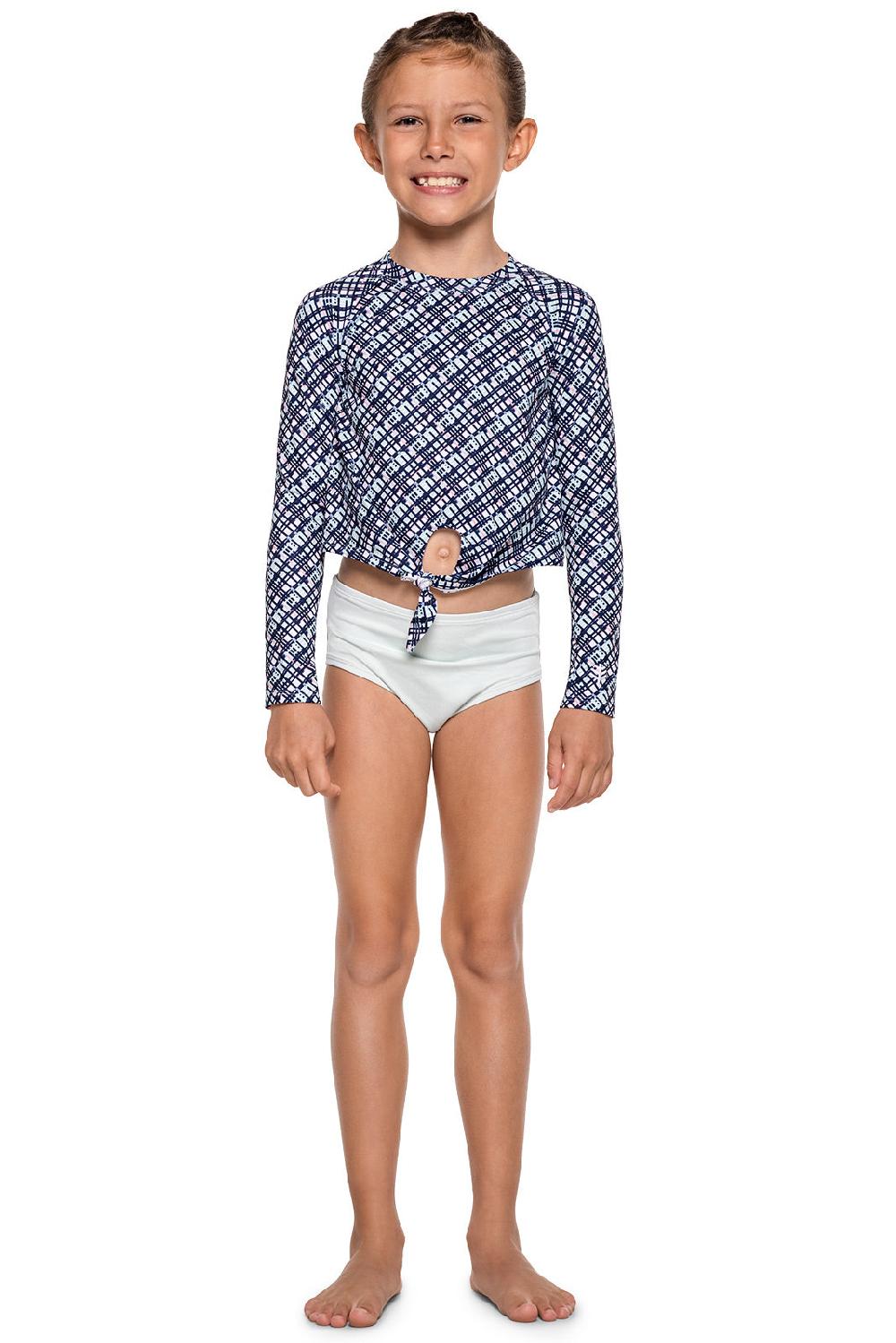 coolibar Girl's Sunfish Swim Set | Navy Gulf Stream Stripe