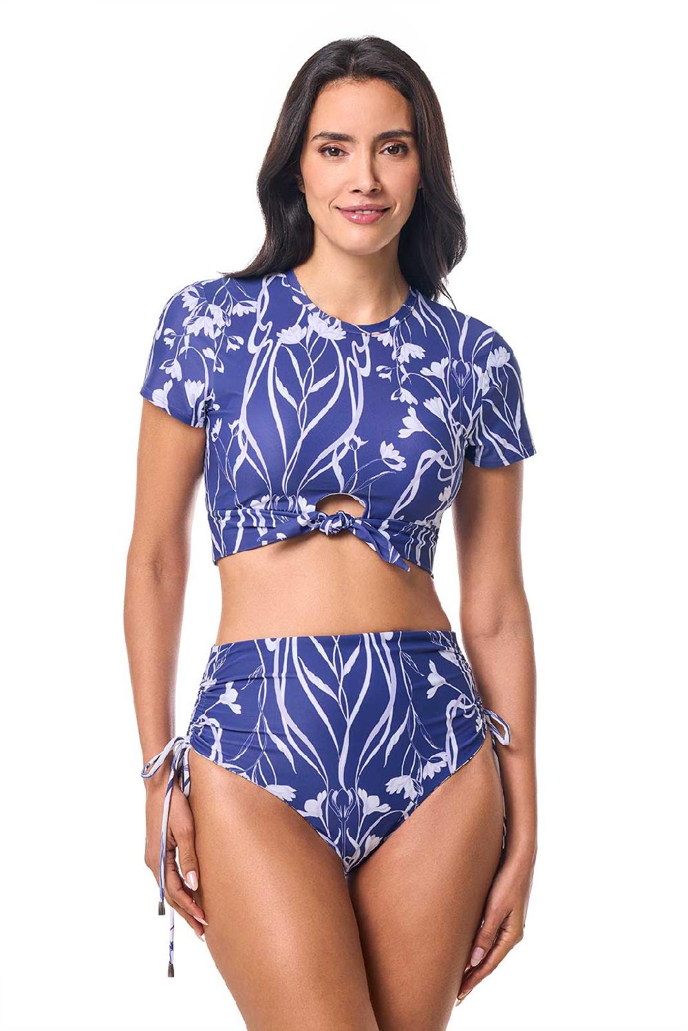 Coolibar Hibiscus Island Crop Swim Tee | FUTURE DUSK Iris Dusk