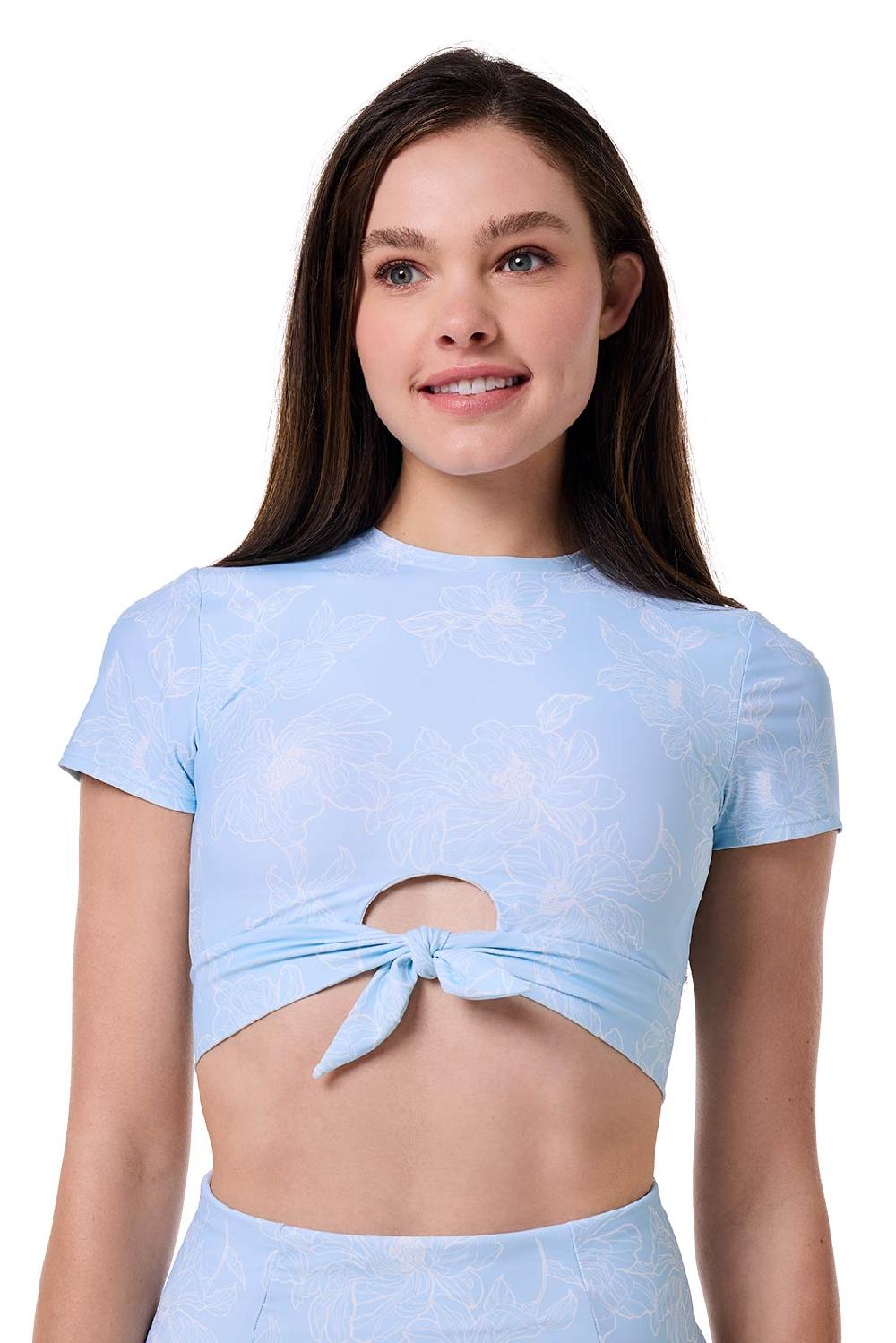 Coolibar Hibiscus Island Crop Swim Tee | Skyride Perfect Peony