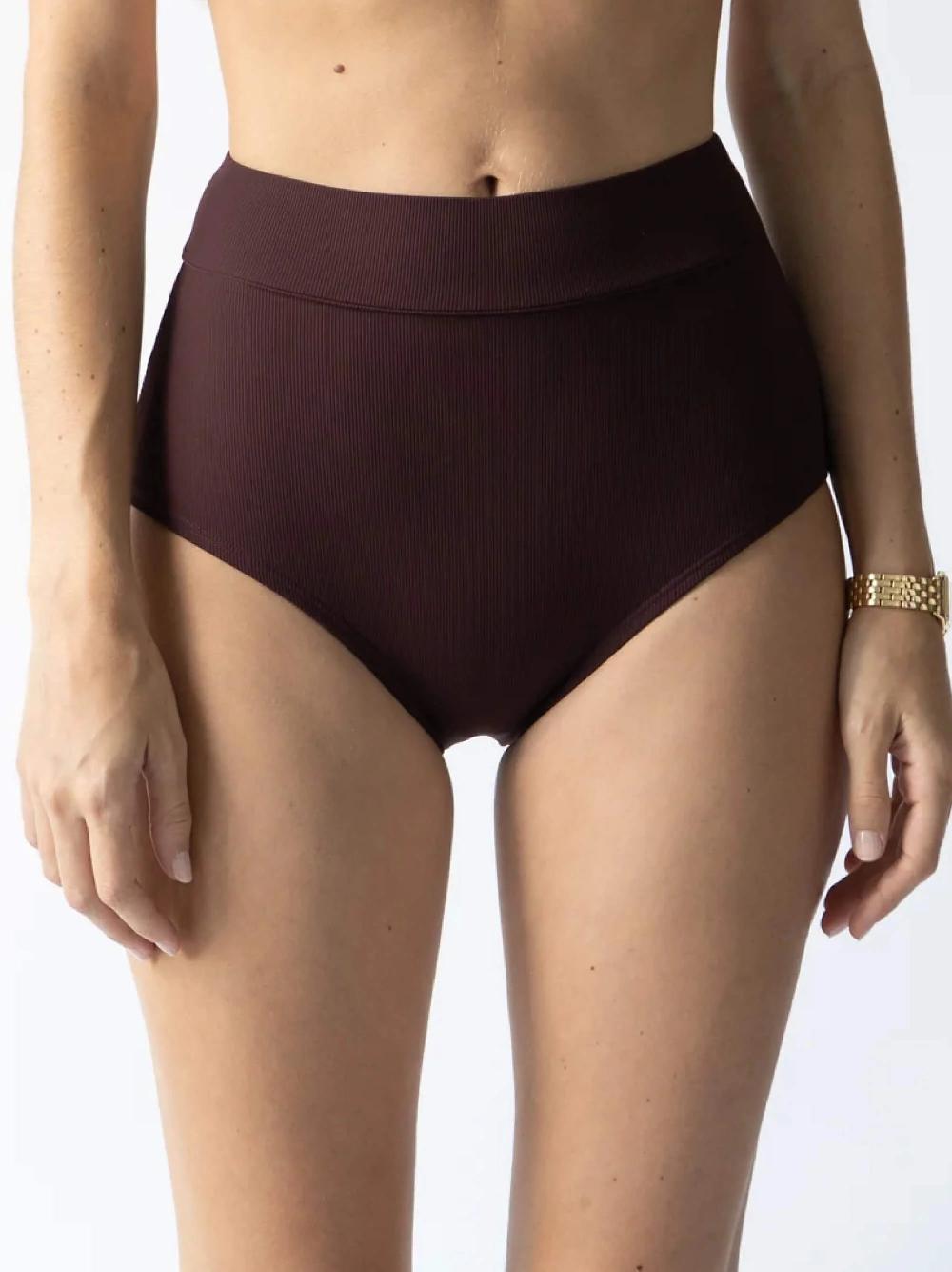 coolibar Joana - High Rise Moderate Coverage Swim Bottom | Espresso