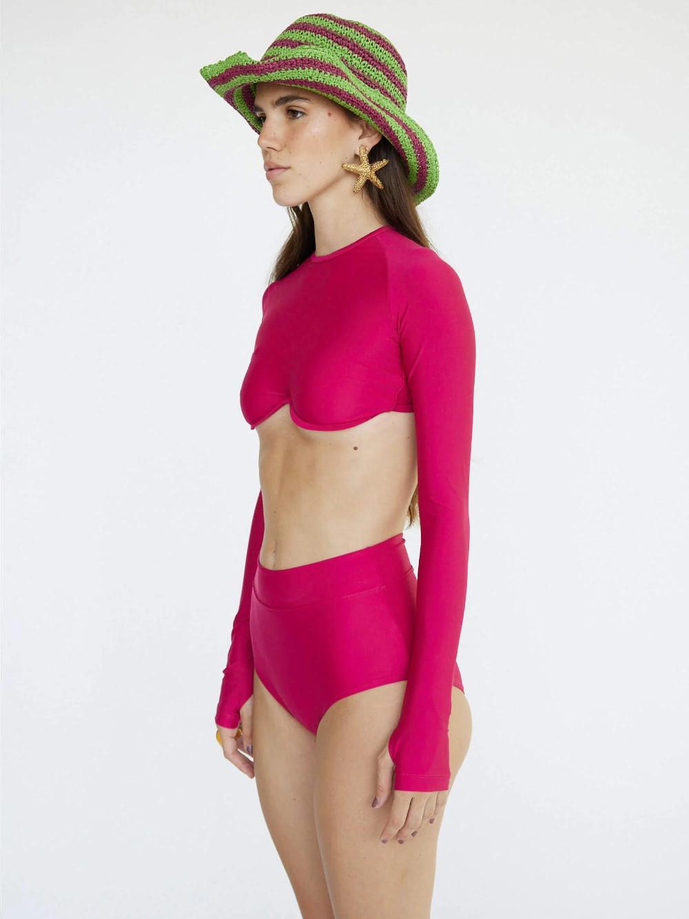 coolibar Joana - High Rise Moderate Coverage Swim Bottom | Magenta