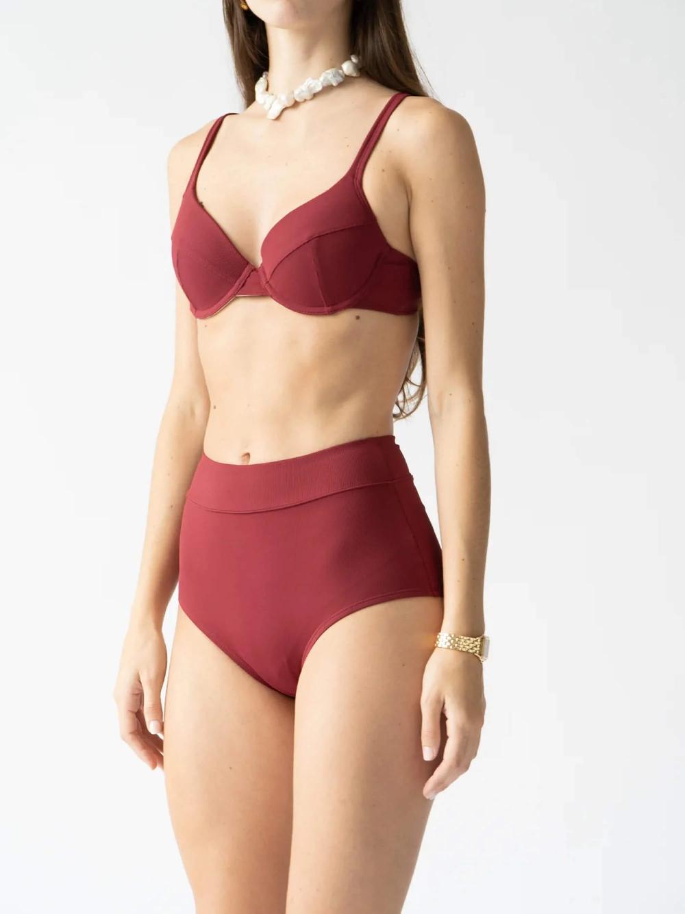 Coolibar Joana - High Rise Moderate Coverage Swim Bottom | Mulberry