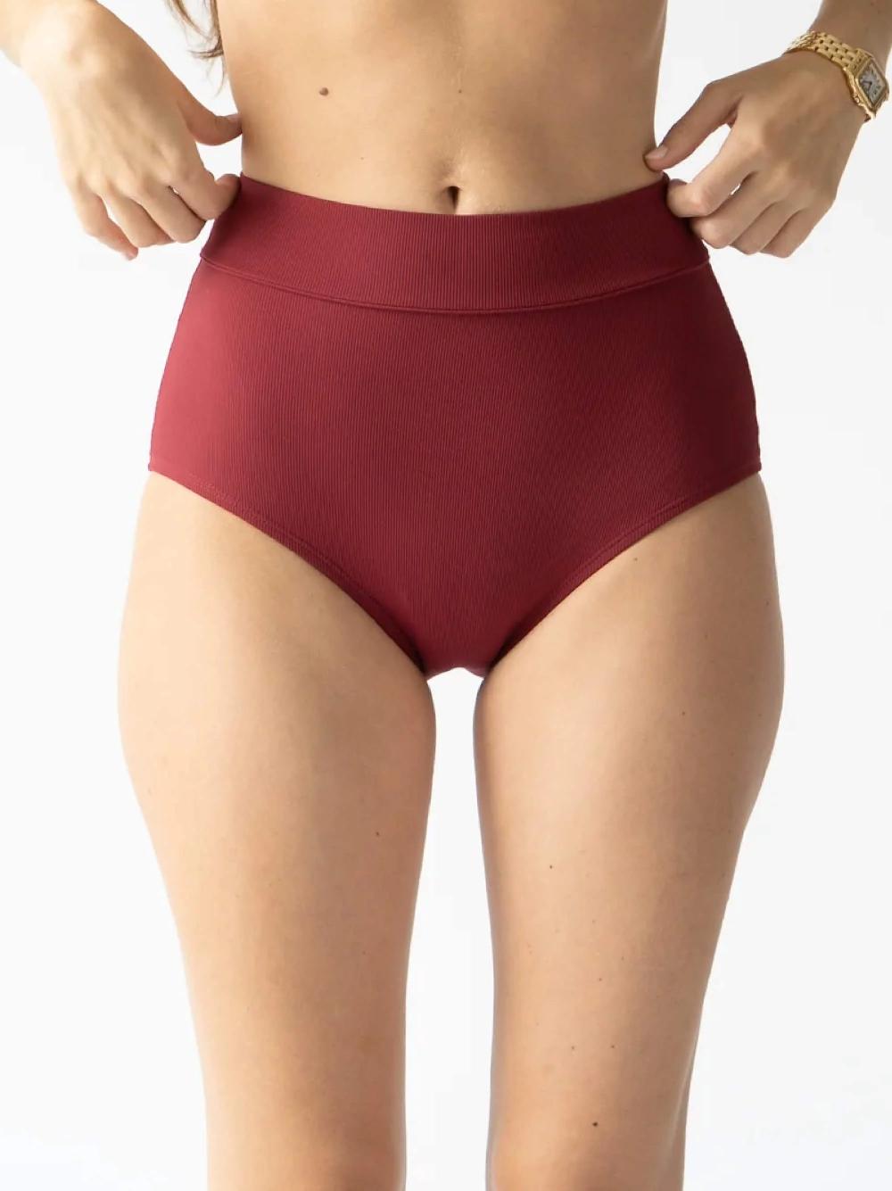 coolibar Joana - High Rise Moderate Coverage Swim Bottom | Mulberry