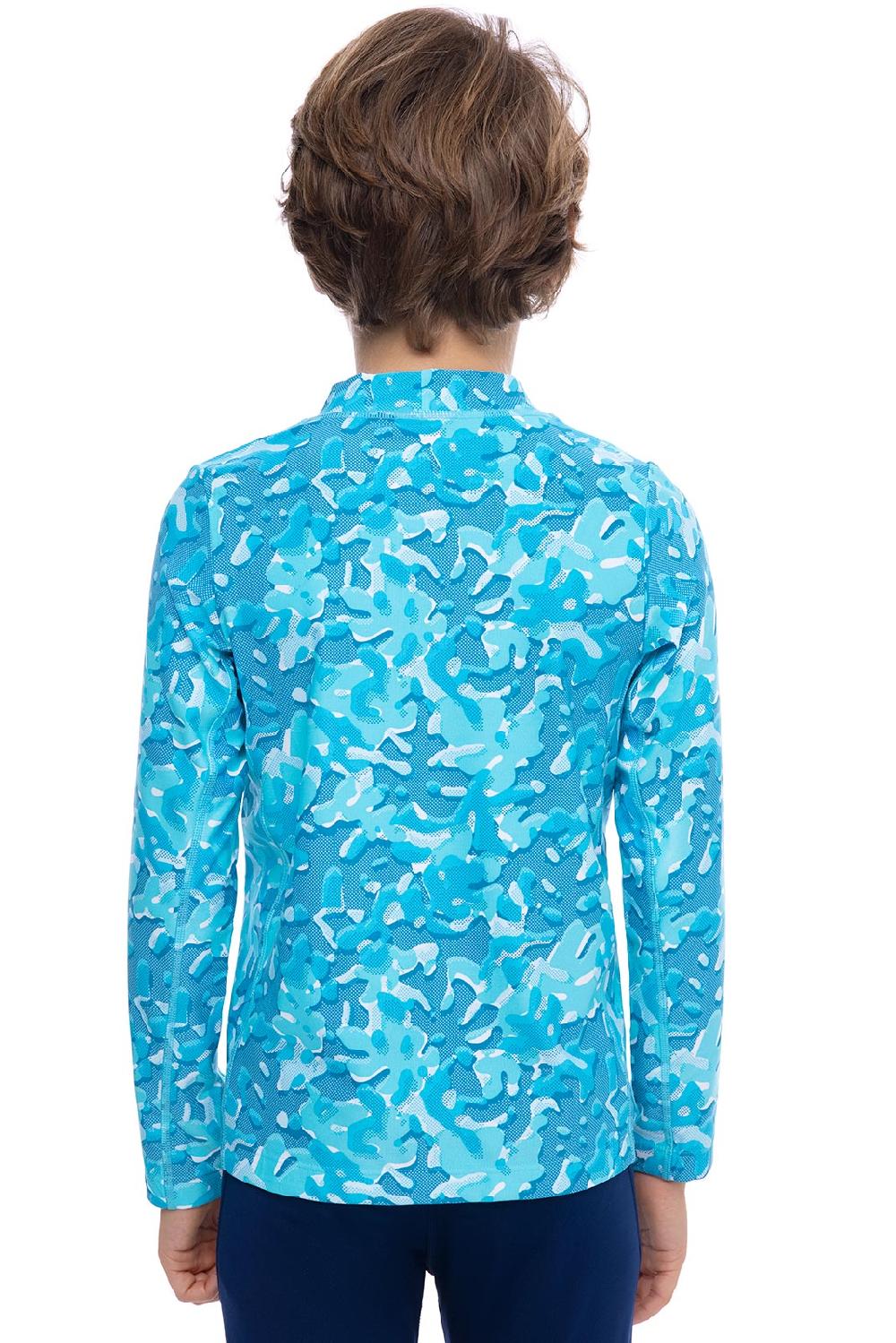 Coolibar Kid's Sandshark Long Sleeve Surf Shirt | Aruba Blue Sea Camo