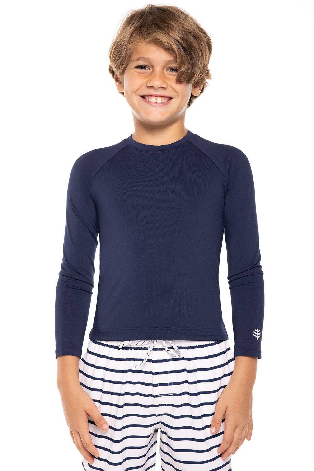 Coolibar Kid's Sandshark Long Sleeve Surf Shirt | Navy