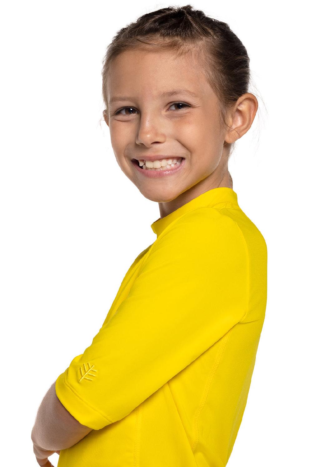 Coolibar Kid's Sandshark Short Sleeve Surf Shirt | Bold Yellow