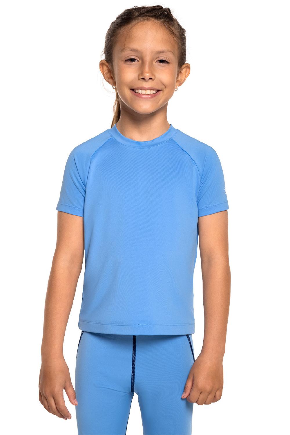 coolibar Kid's Sandshark Short Sleeve Surf Shirt | Clear Sky Blue