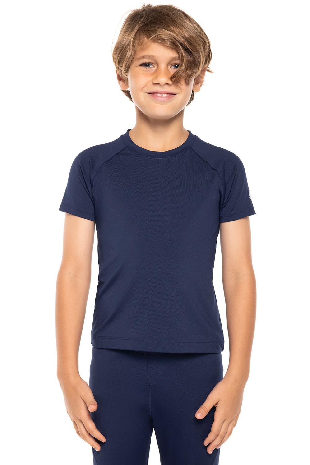 coolibar Kid's Sandshark Short Sleeve Surf Shirt | Navy