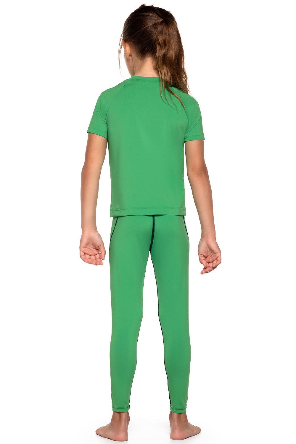 Coolibar Kid's Sandshark Short Sleeve Surf Shirt | Palm Green