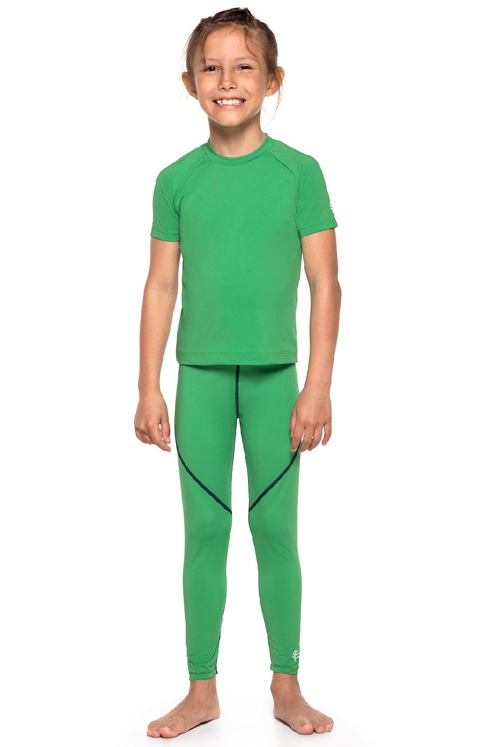 Coolibar Kid's Sandshark Short Sleeve Surf Shirt | Palm Green