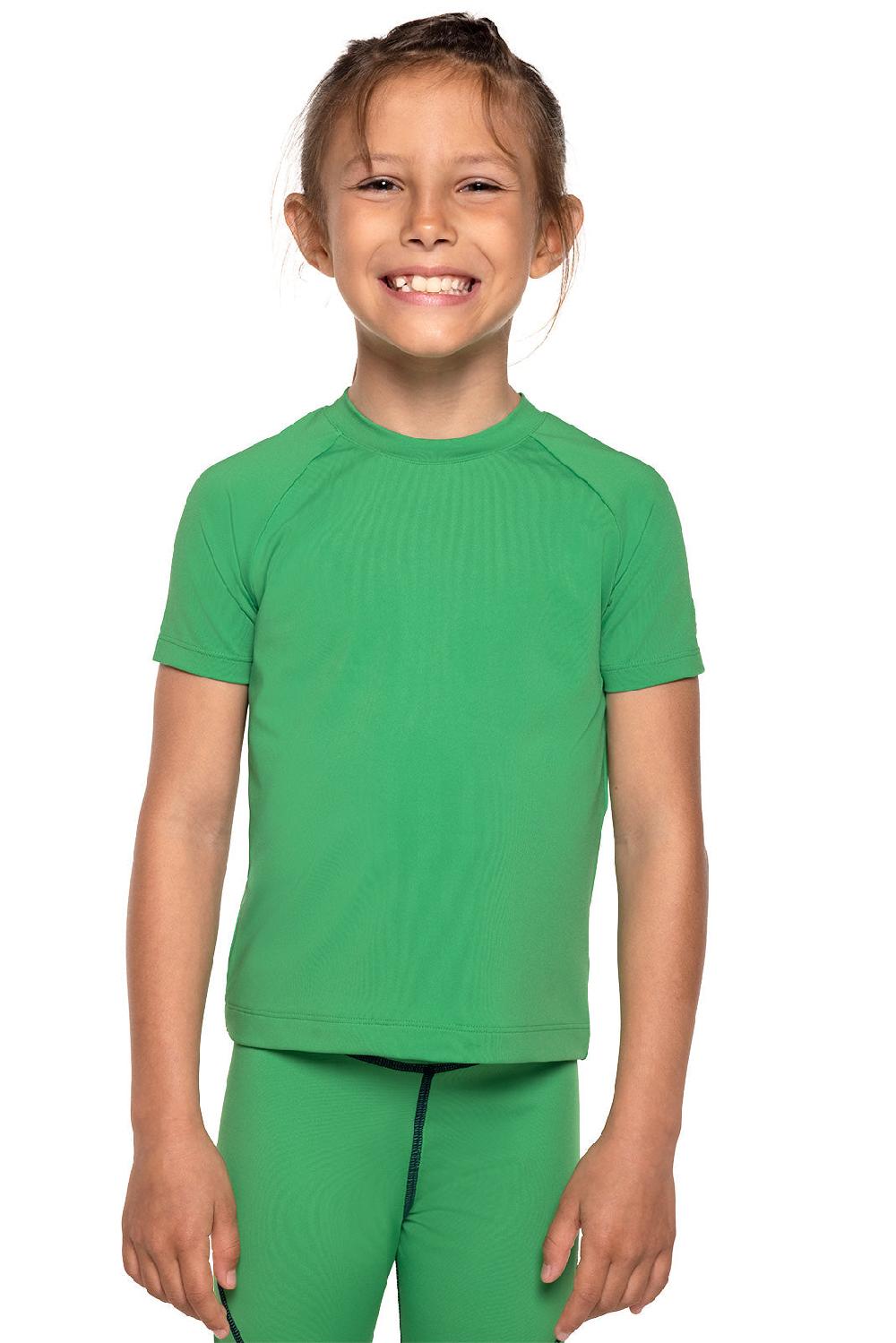 coolibar Kid's Sandshark Short Sleeve Surf Shirt | Palm Green