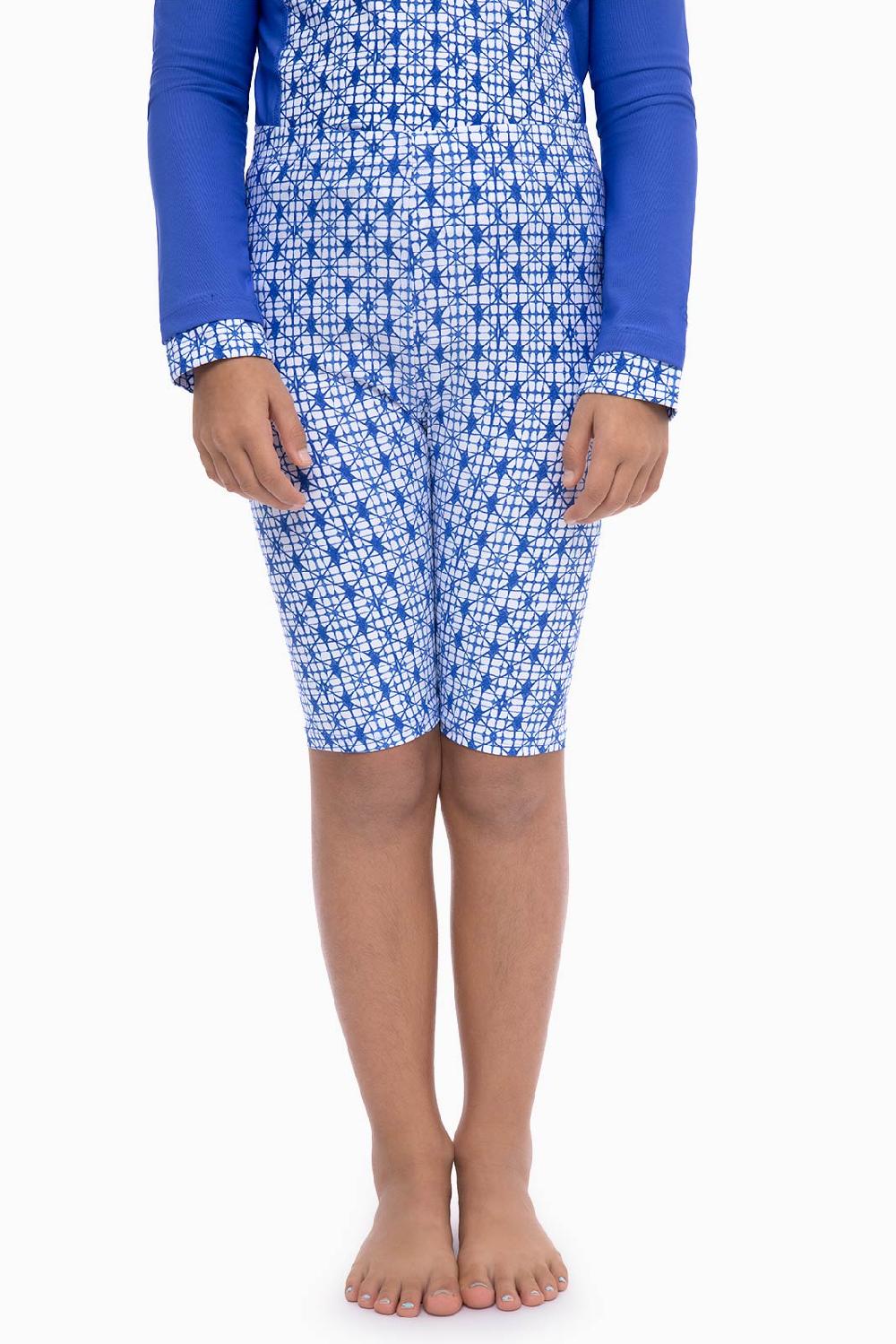 Coolibar Kid's Wave Swim Shorts | Sailor Diamond Shibori