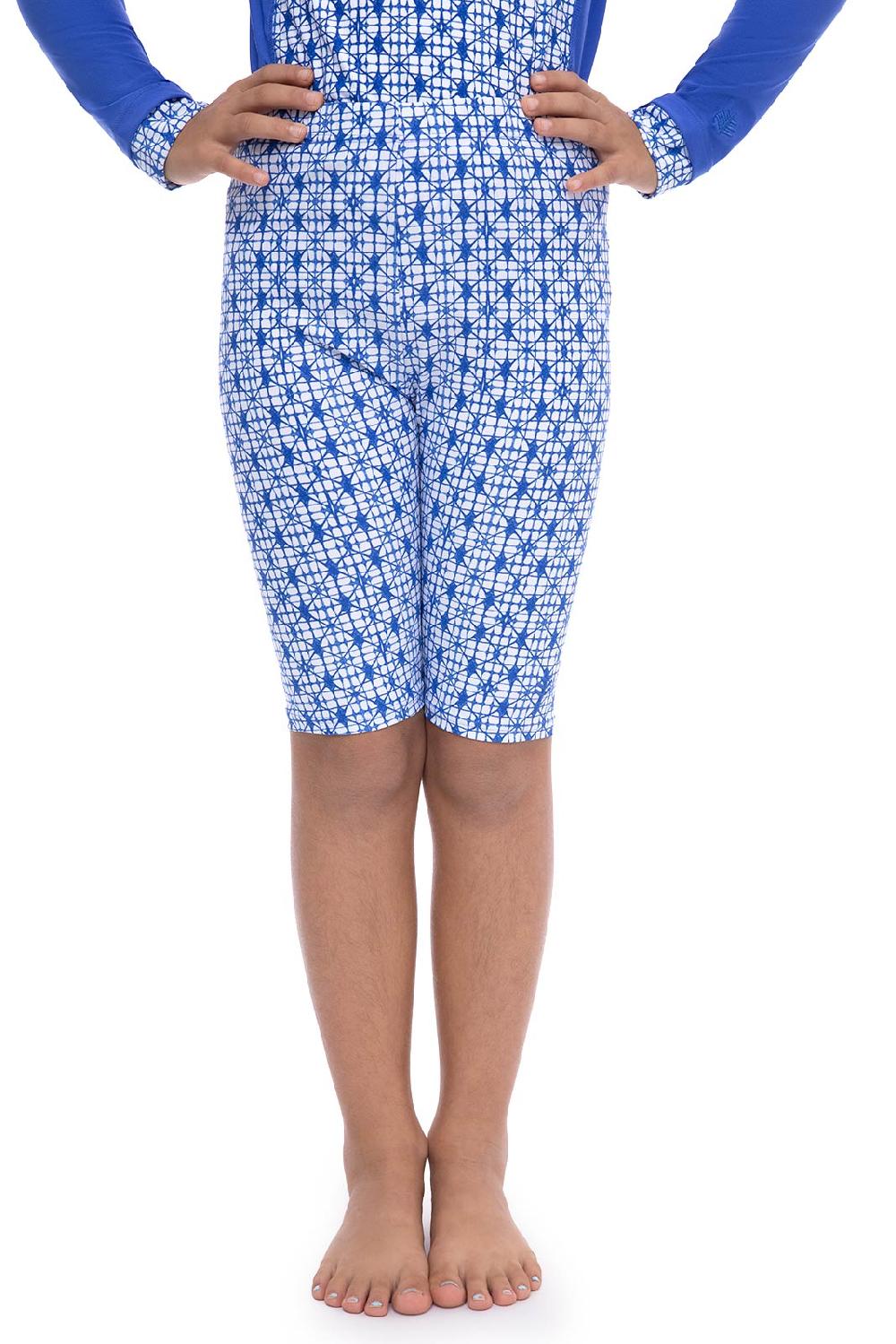 coolibar Kid's Wave Swim Shorts | Sailor Diamond Shibori