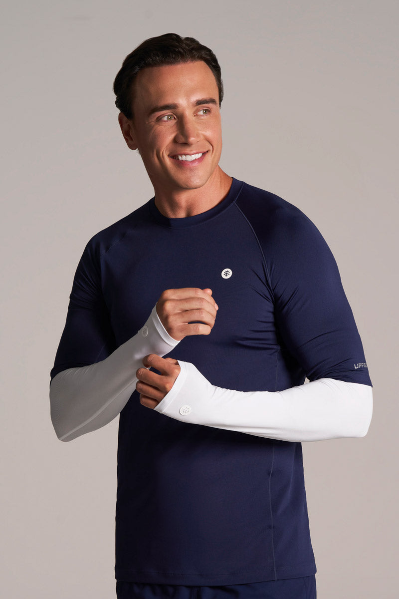 coolibar Men MaxShield Performance Arm Sleeves | White