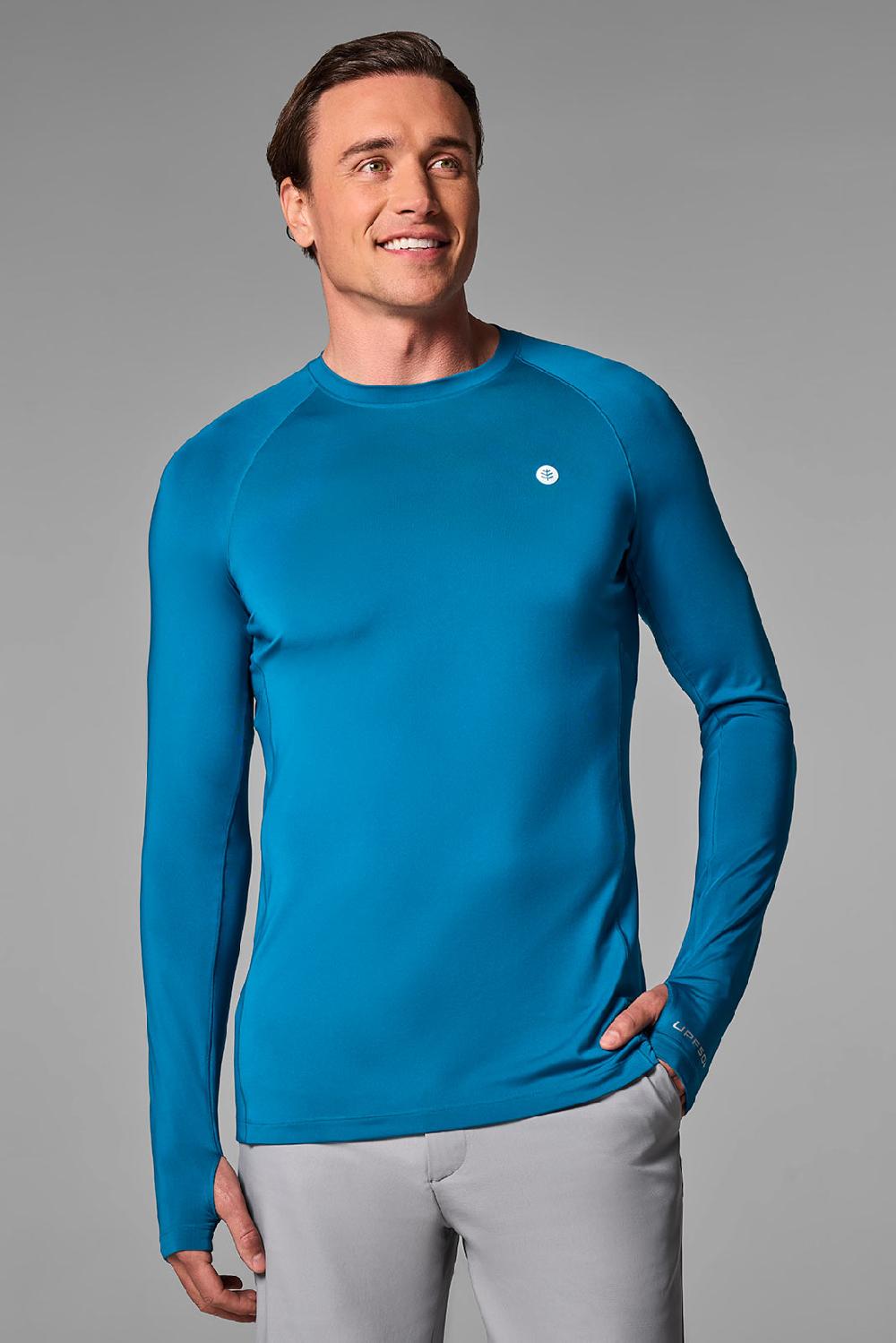 coolibar Men's Agility Long Sleeve Performance T-shirt | Bluejay