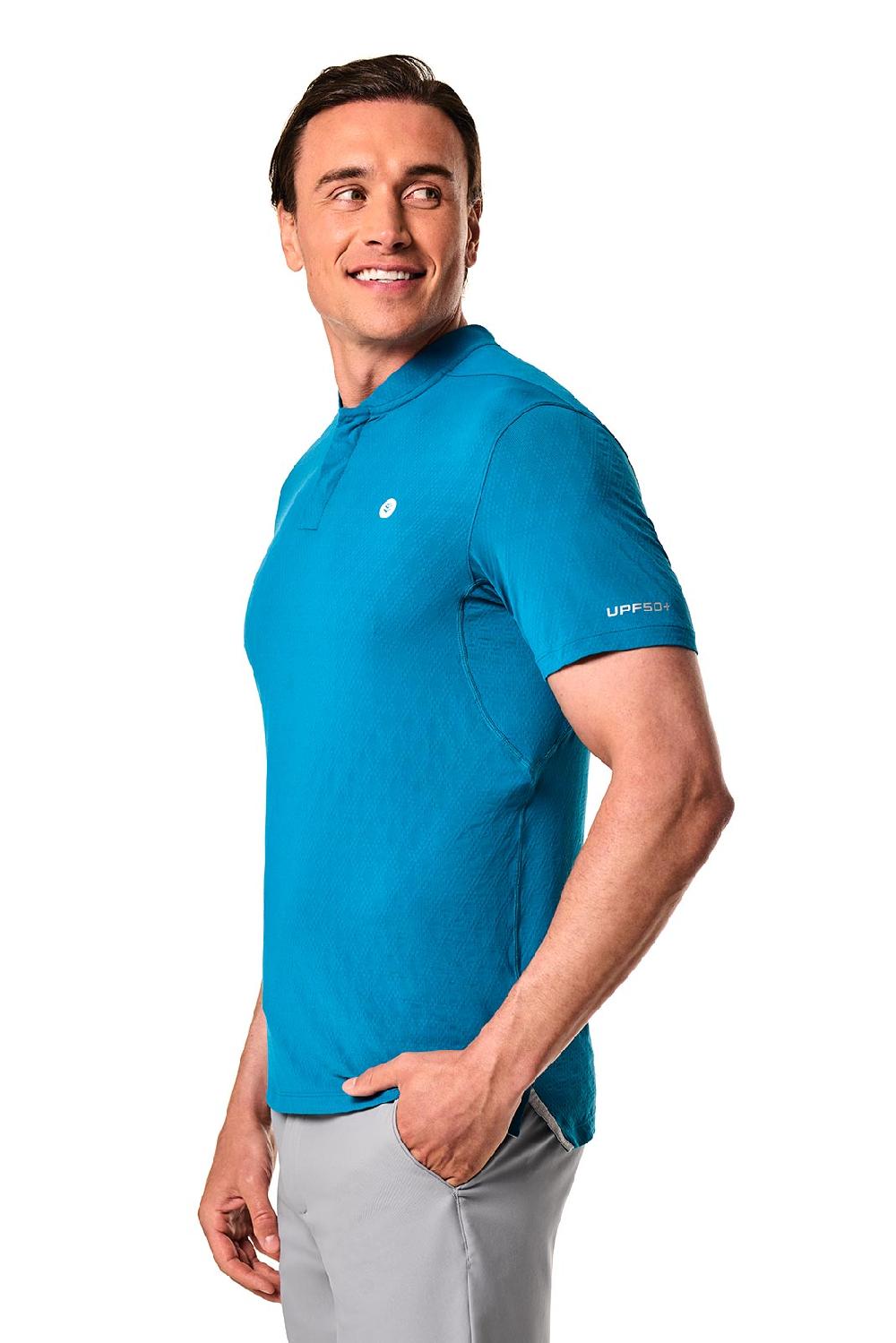 Coolibar Men's Albatross Short Sleeve Polo | Bluejay Diamond Jacquard