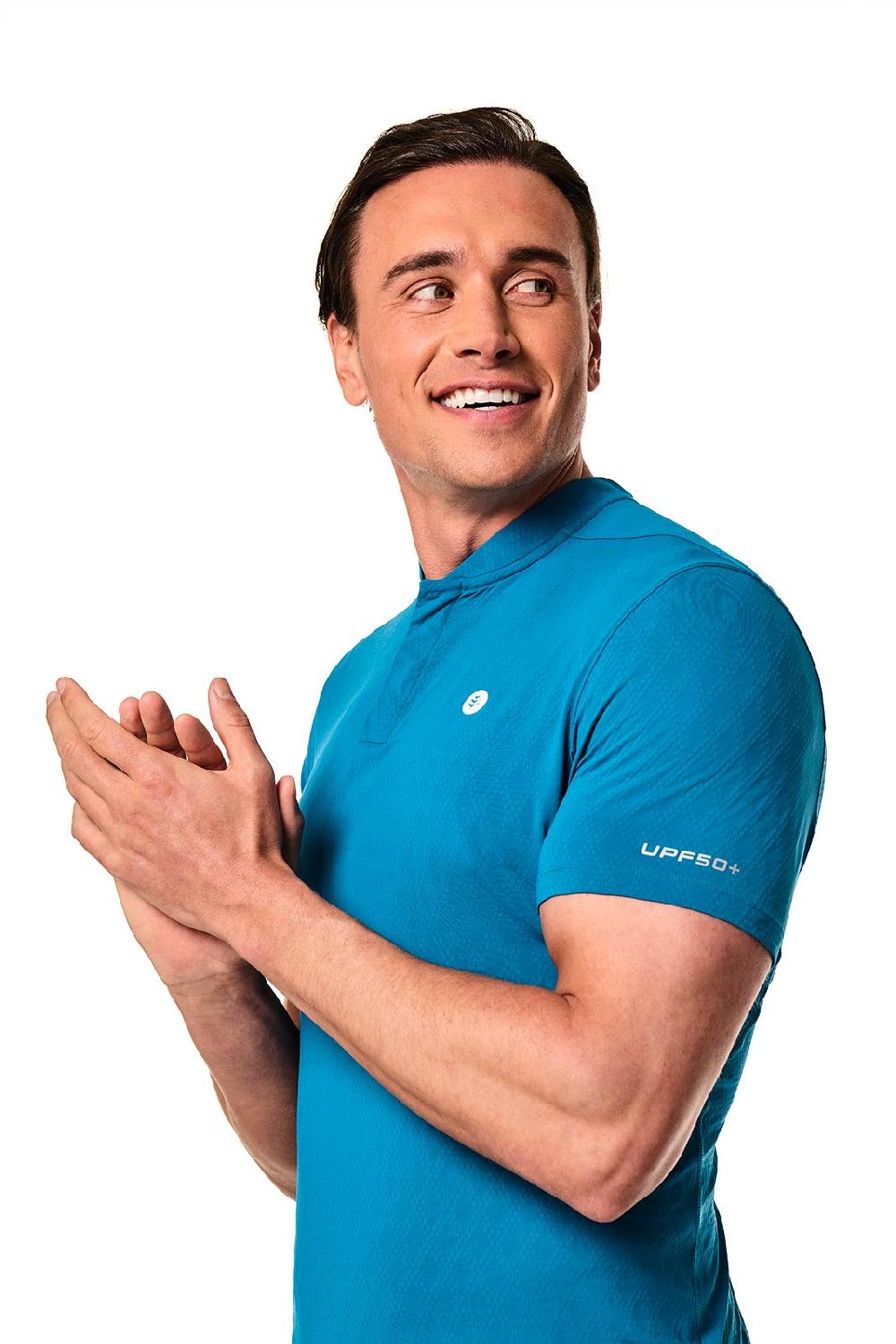 Coolibar Men's Albatross Short Sleeve Polo | Bluejay Diamond Jacquard