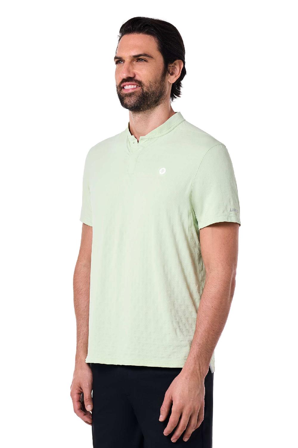 Coolibar Men's Albatross Short Sleeve Polo | Seedling Diamond Jacquard