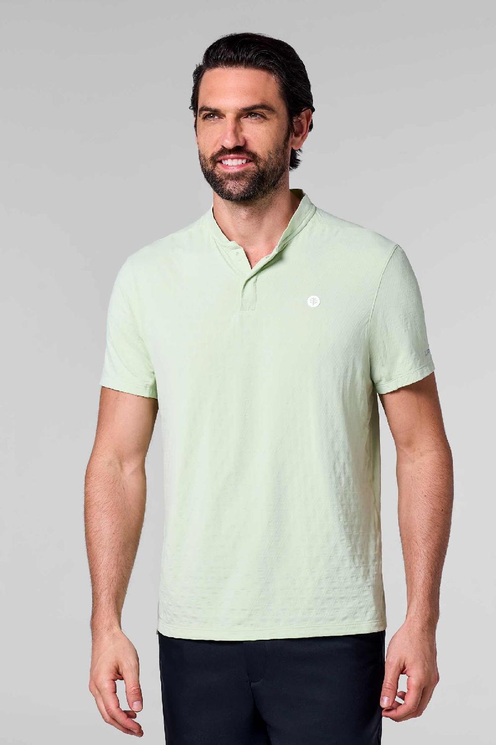 coolibar Men's Albatross Short Sleeve Polo | Seedling Diamond Jacquard