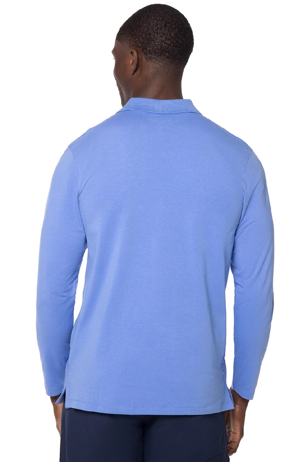 Coolibar Men's Coppitt Long Sleeve Weekend Polo | Aura Blue