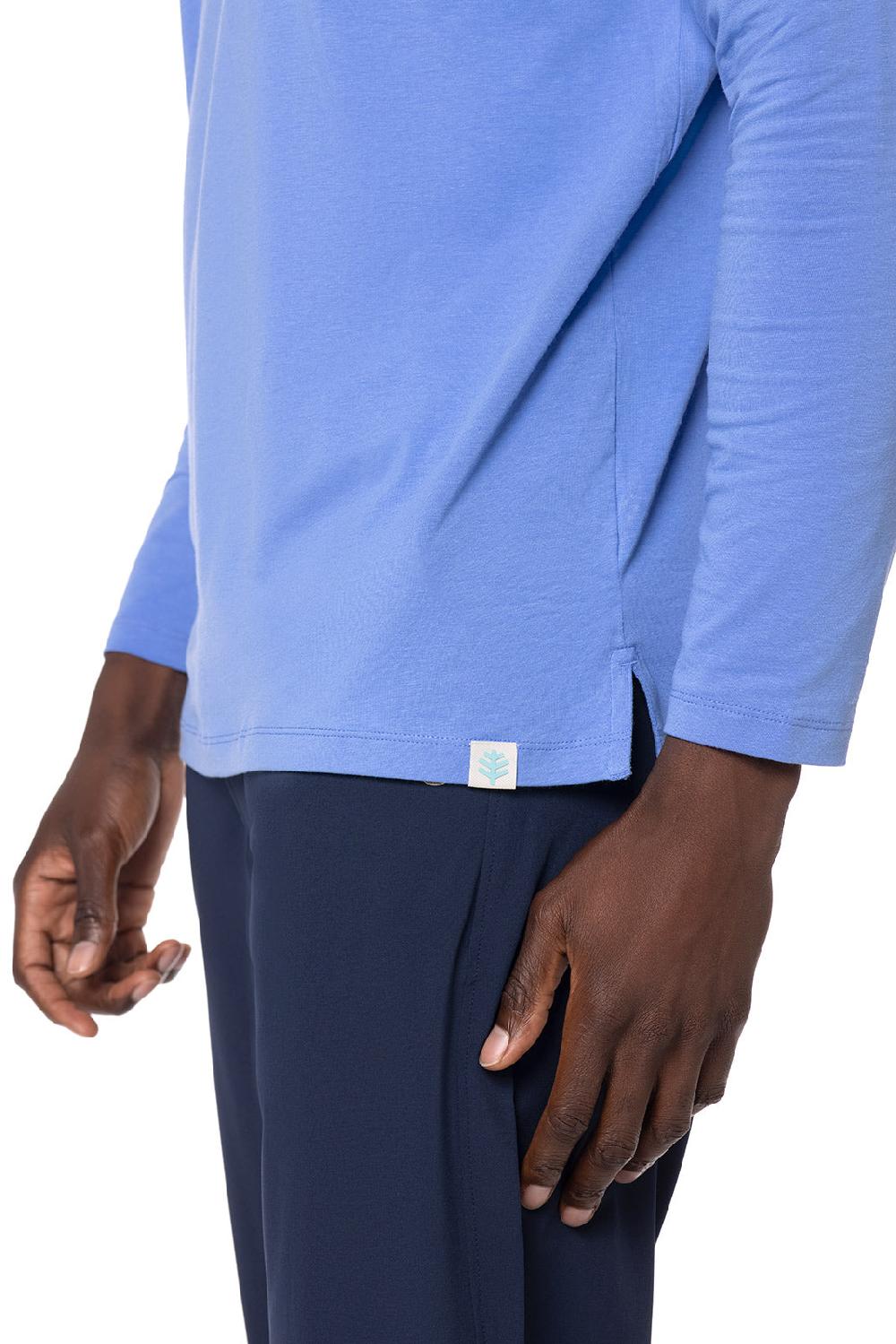 Coolibar Men's Coppitt Long Sleeve Weekend Polo | Aura Blue