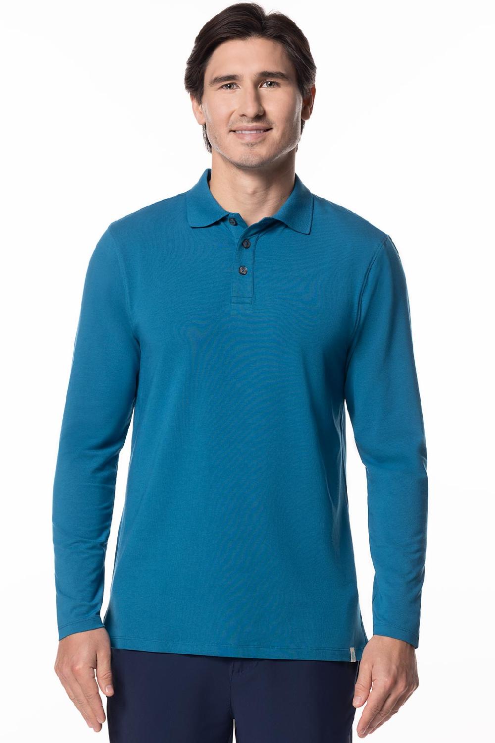Coolibar Men's Coppitt Long Sleeve Weekend Polo | Bluejay