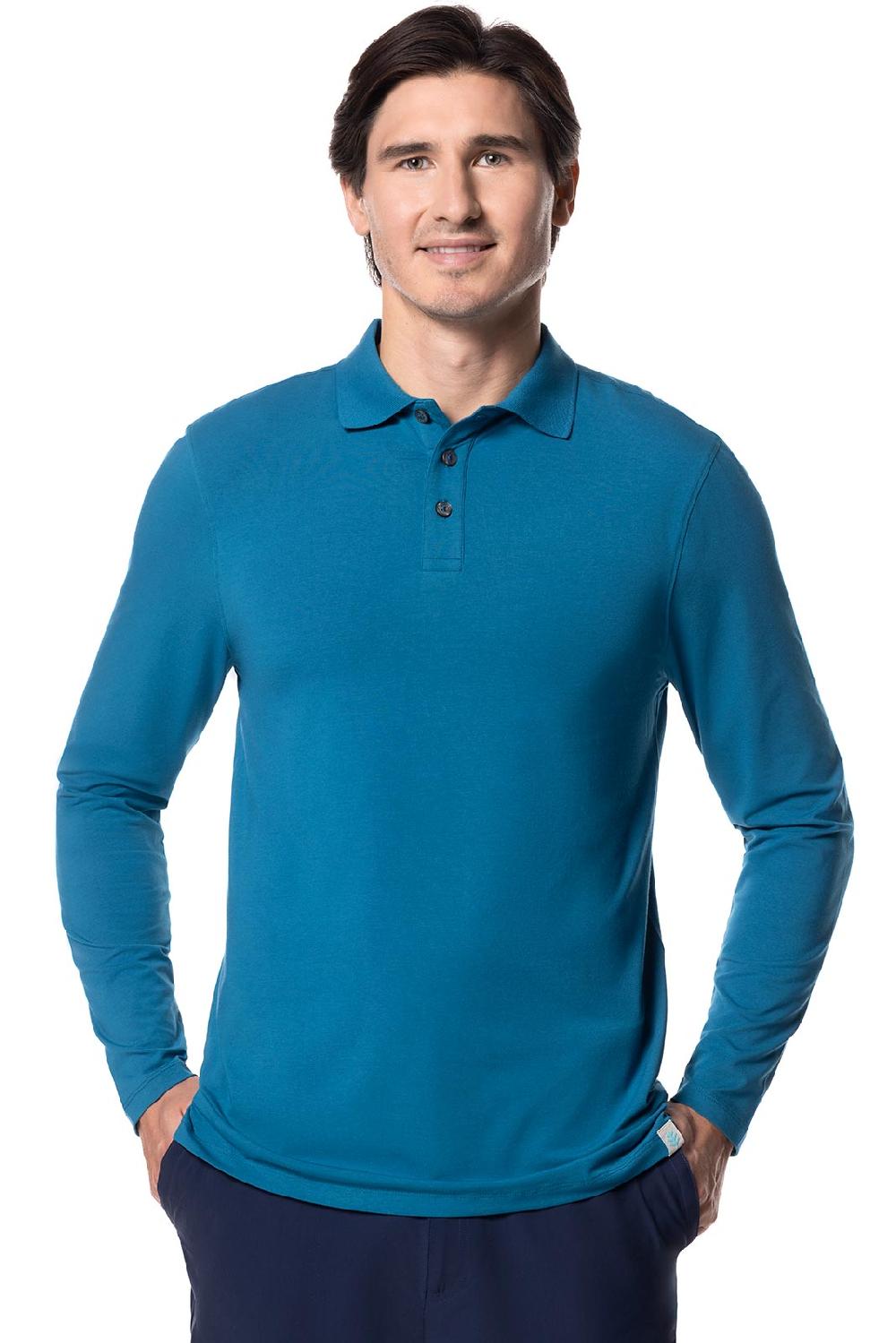 Coolibar Men's Coppitt Long Sleeve Weekend Polo | Bluejay