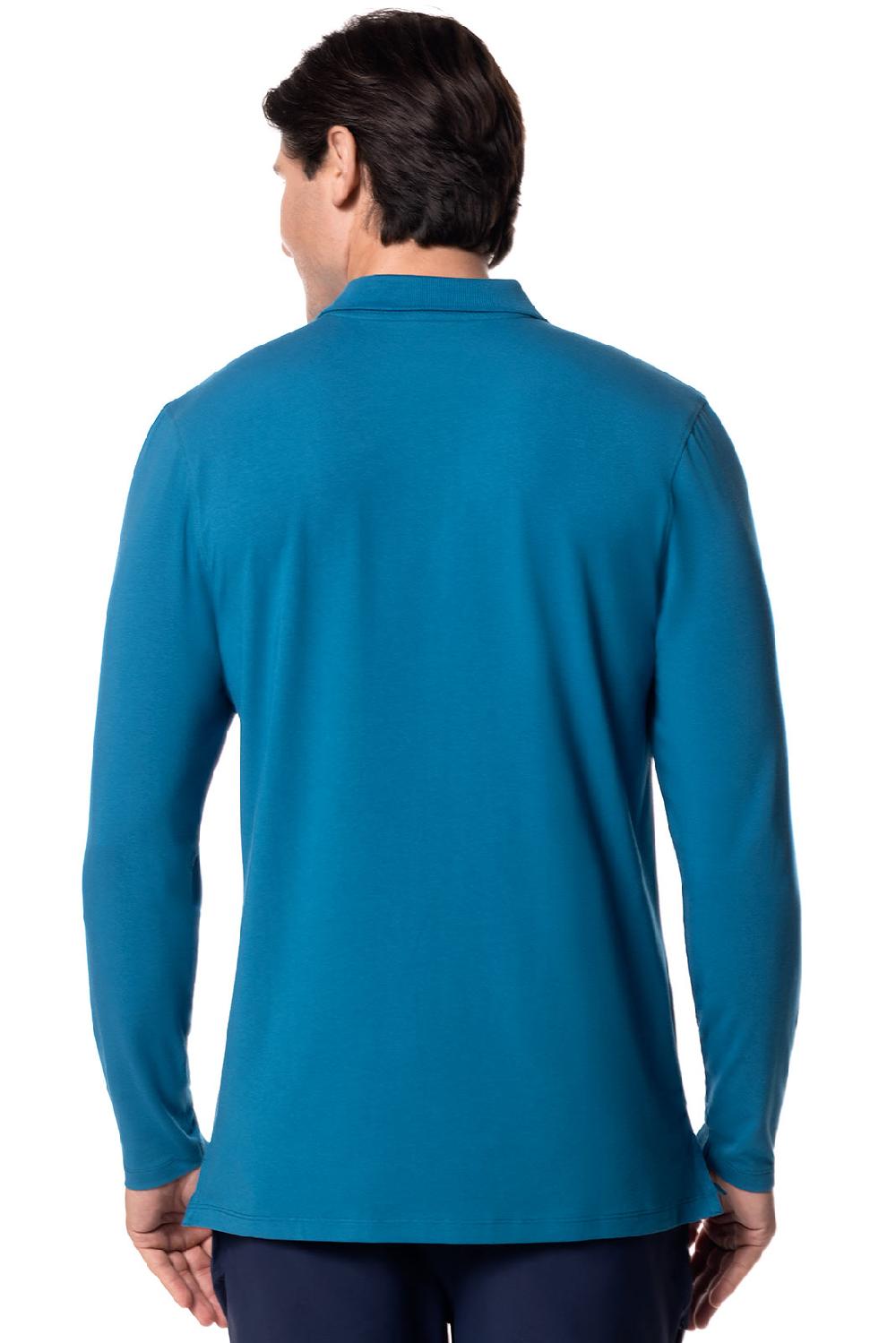 Coolibar Men's Coppitt Long Sleeve Weekend Polo | Bluejay