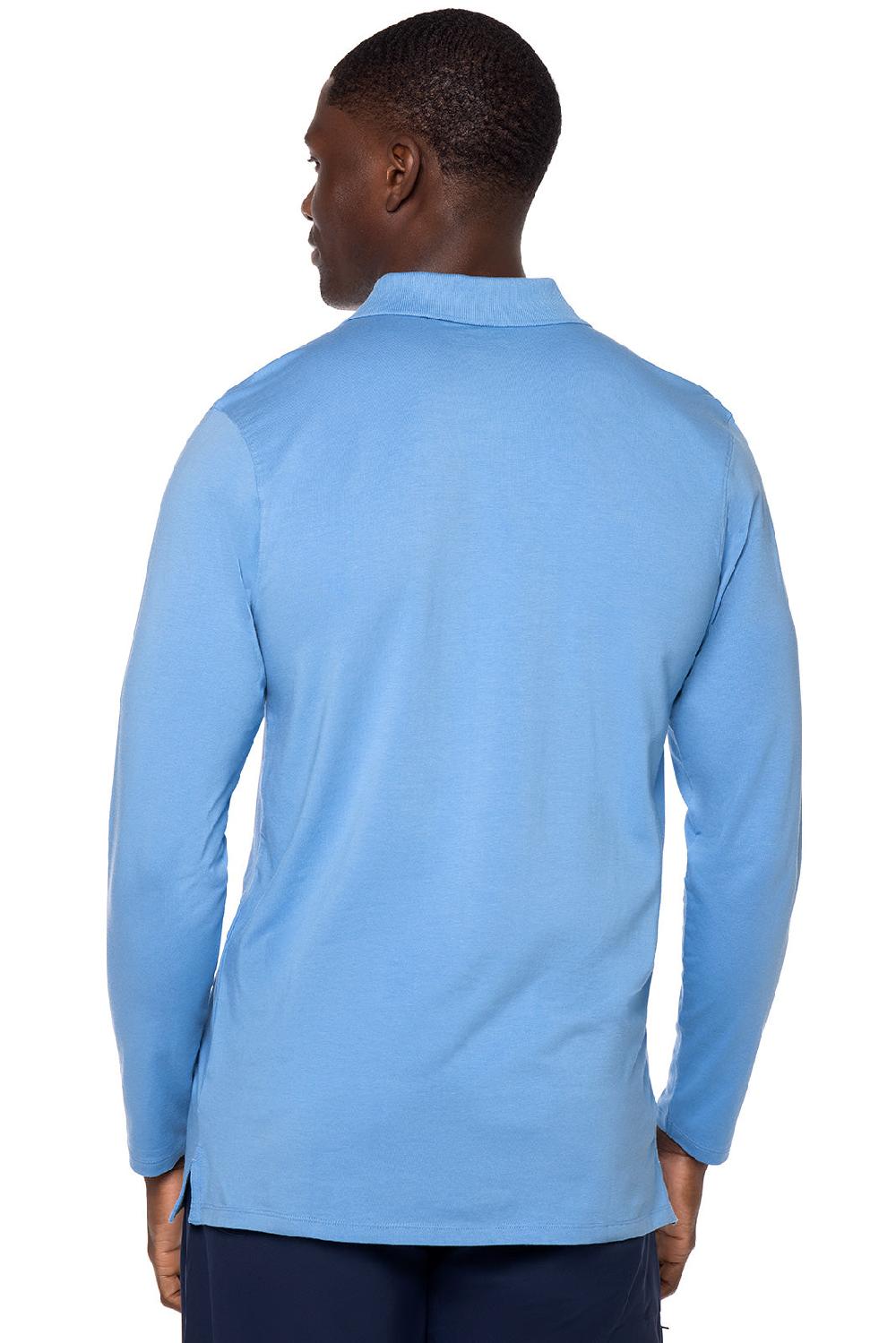 Coolibar Men's Coppitt Long Sleeve Weekend Polo | Clear Sky Blue