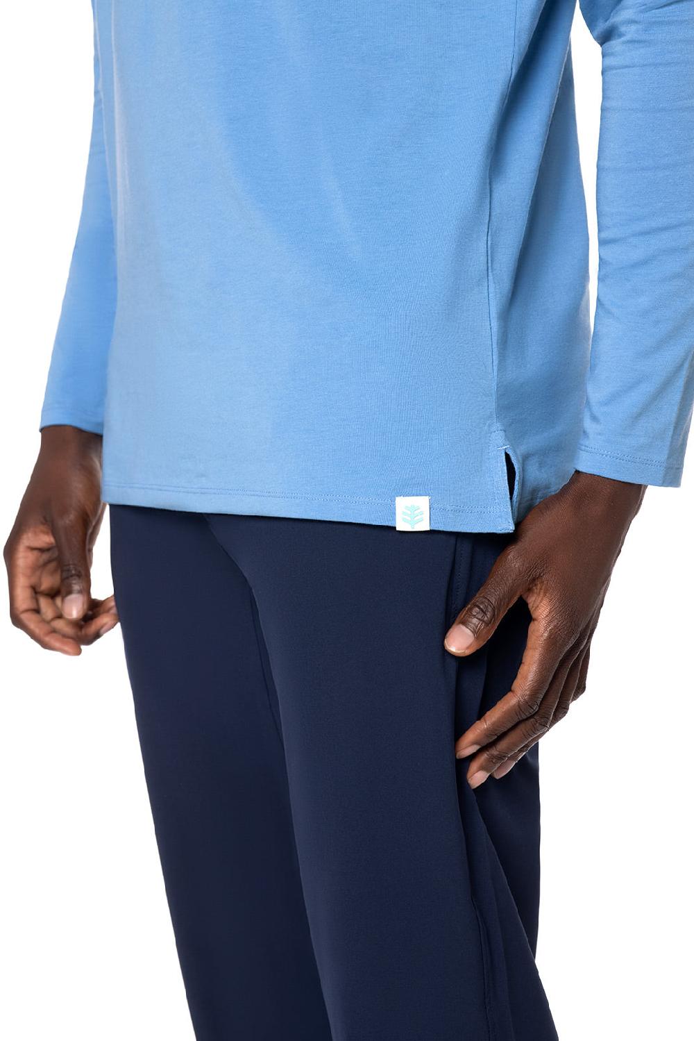 Coolibar Men's Coppitt Long Sleeve Weekend Polo | Clear Sky Blue