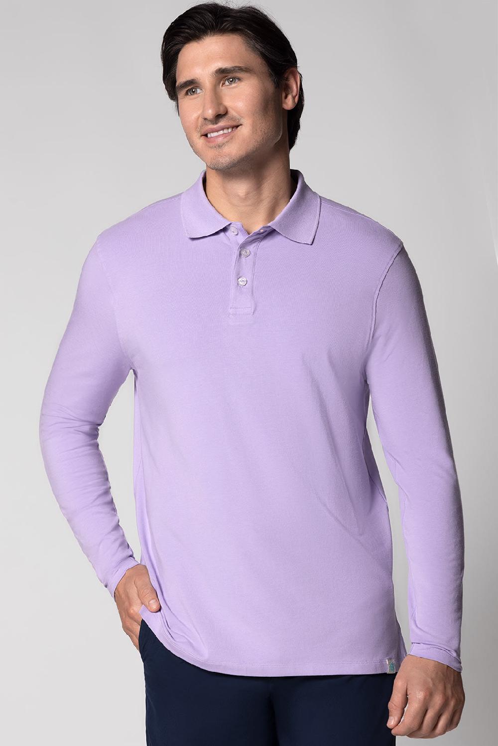 coolibar Men's Coppitt Long Sleeve Weekend Polo | Lavendula