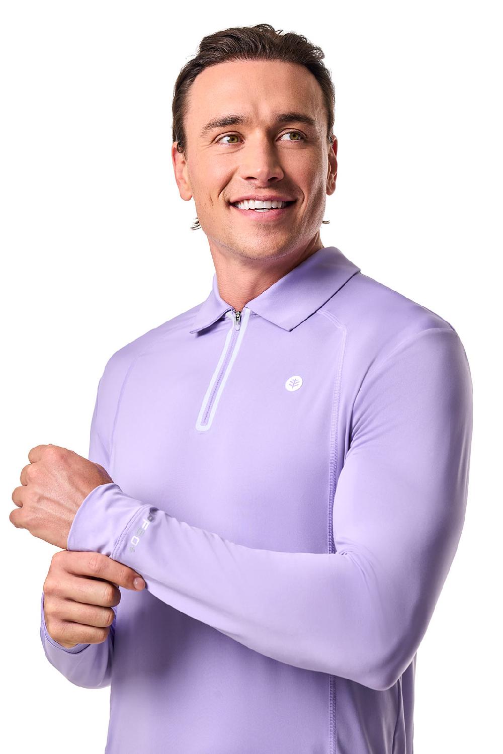 Coolibar Men's Drive Golf Long Sleeve Polo | Lavendula