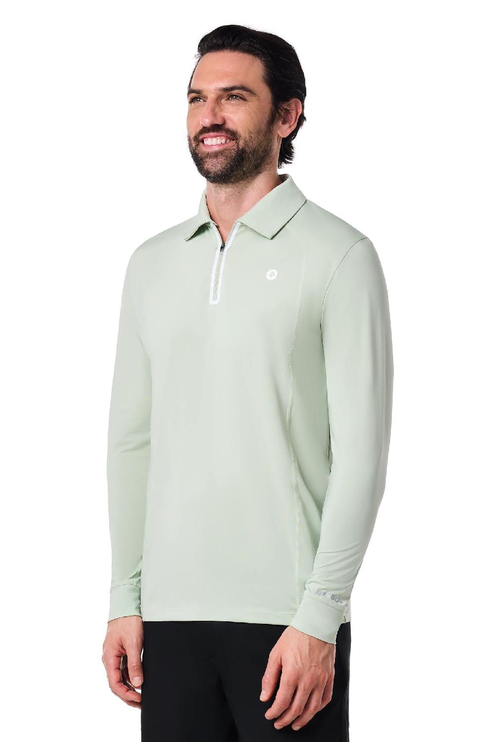 Coolibar Men's Drive Golf Long Sleeve Polo | Seedling