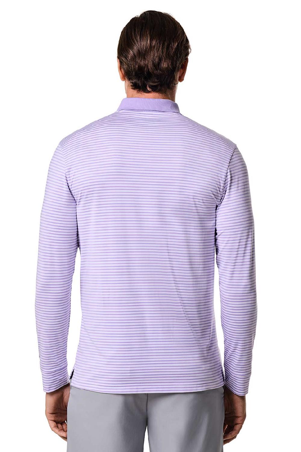 Coolibar Men's Erodym Long Sleeve Polo | Lavendula/White Stripe