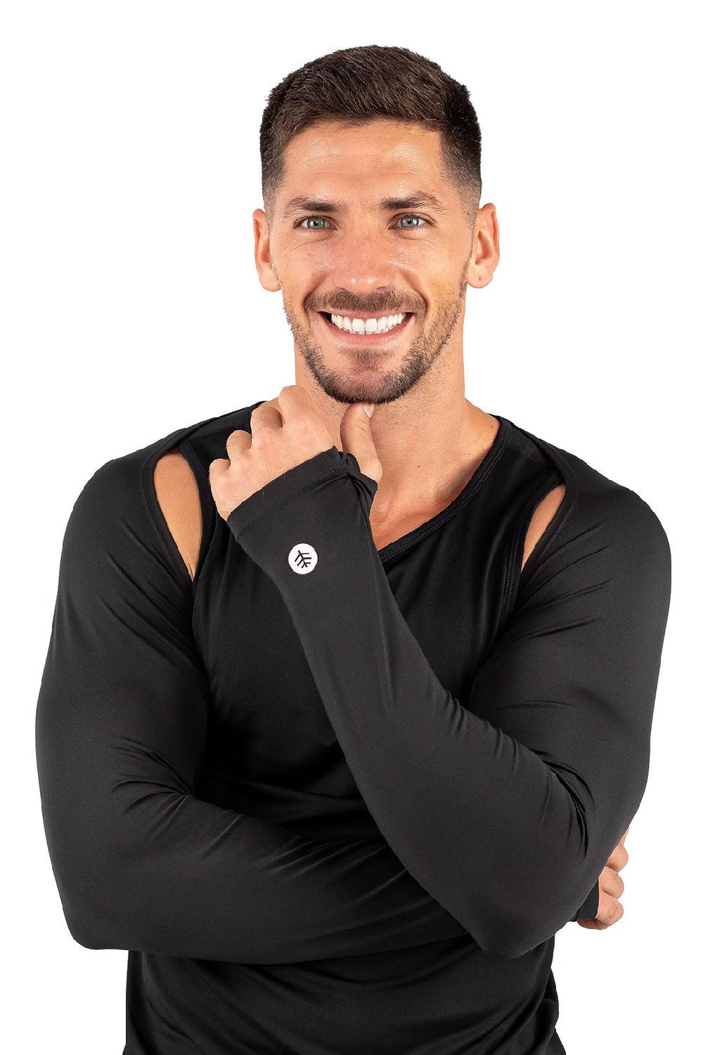 Coolibar Men's Larix Shoulder Wrap UV Sleeves | Black