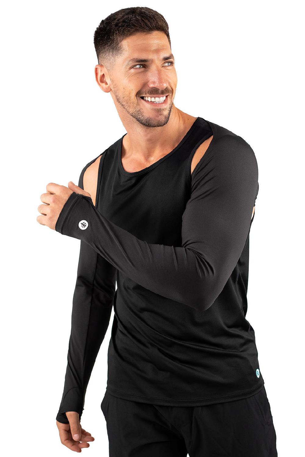 Coolibar Men's Larix Shoulder Wrap UV Sleeves | Black