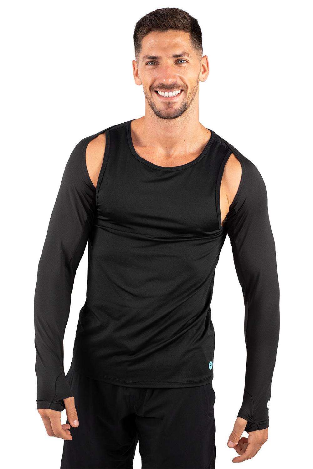 coolibar Men's Larix Shoulder Wrap UV Sleeves | Black