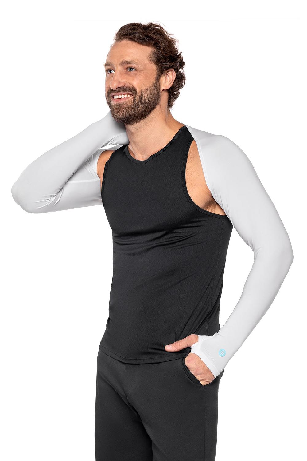 Coolibar Men's Larix Shoulder Wrap UV Sleeves | White